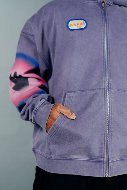 Purple Acid Wash Zip-Up Jacket