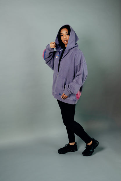 Purple Acid Wash Zip-Up Jacket